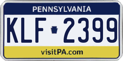 PA license plate KLF2399