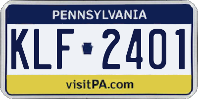 PA license plate KLF2401