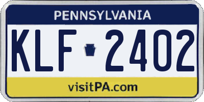 PA license plate KLF2402