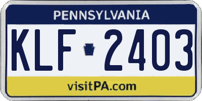 PA license plate KLF2403