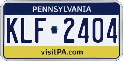 PA license plate KLF2404