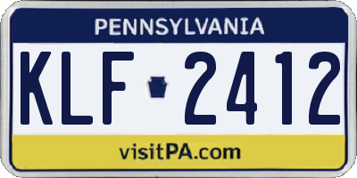 PA license plate KLF2412