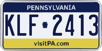 PA license plate KLF2413