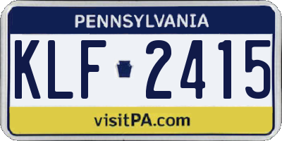 PA license plate KLF2415