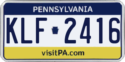PA license plate KLF2416