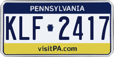 PA license plate KLF2417