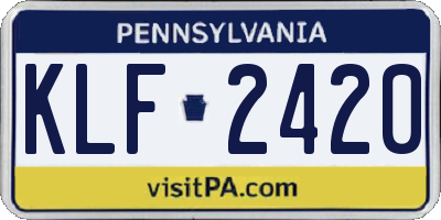 PA license plate KLF2420