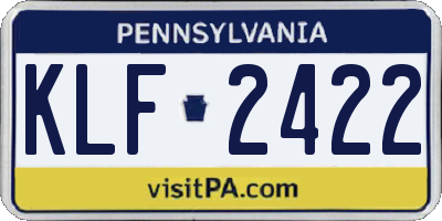 PA license plate KLF2422