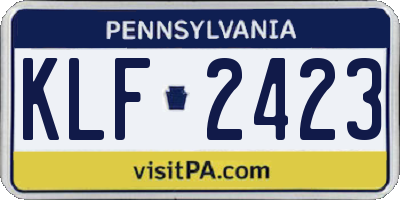 PA license plate KLF2423