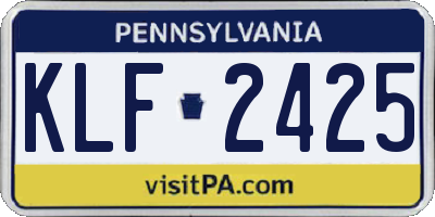 PA license plate KLF2425