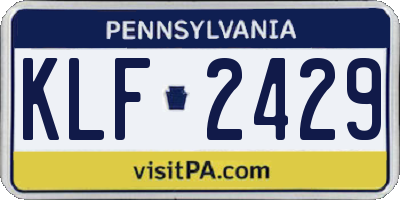 PA license plate KLF2429