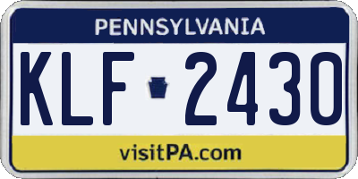 PA license plate KLF2430