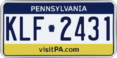 PA license plate KLF2431