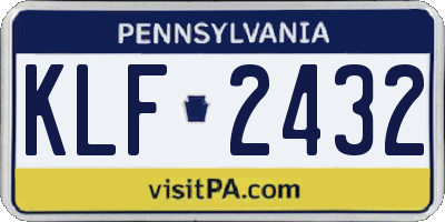 PA license plate KLF2432