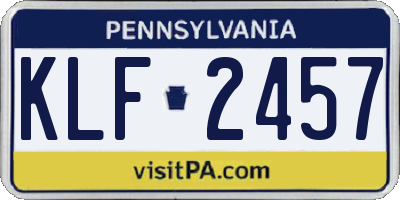 PA license plate KLF2457