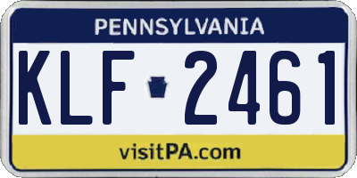 PA license plate KLF2461