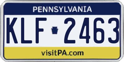 PA license plate KLF2463