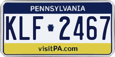 PA license plate KLF2467