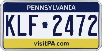 PA license plate KLF2472