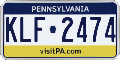 PA license plate KLF2474