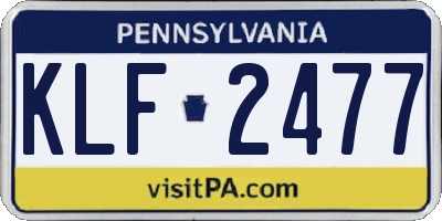 PA license plate KLF2477