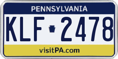 PA license plate KLF2478