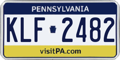PA license plate KLF2482