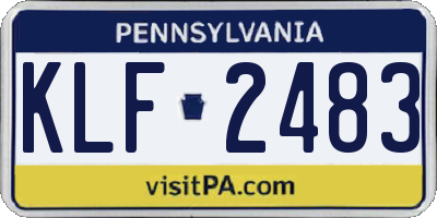 PA license plate KLF2483