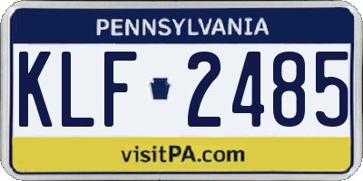 PA license plate KLF2485