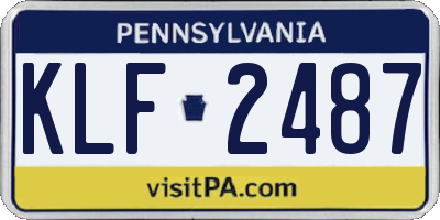 PA license plate KLF2487