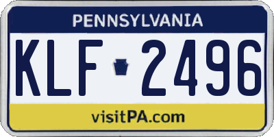 PA license plate KLF2496