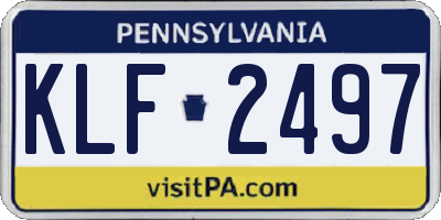 PA license plate KLF2497