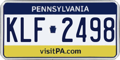 PA license plate KLF2498