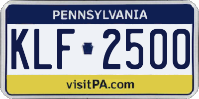 PA license plate KLF2500