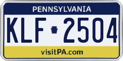 PA license plate KLF2504