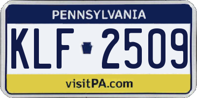 PA license plate KLF2509