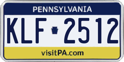 PA license plate KLF2512