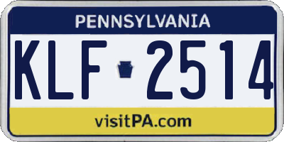 PA license plate KLF2514