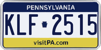 PA license plate KLF2515