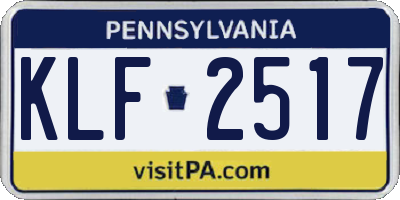 PA license plate KLF2517