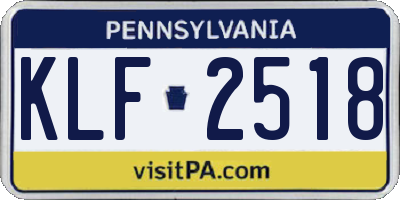 PA license plate KLF2518