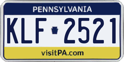 PA license plate KLF2521