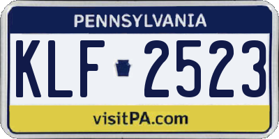 PA license plate KLF2523