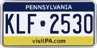 PA license plate KLF2530