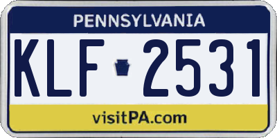 PA license plate KLF2531