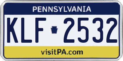 PA license plate KLF2532