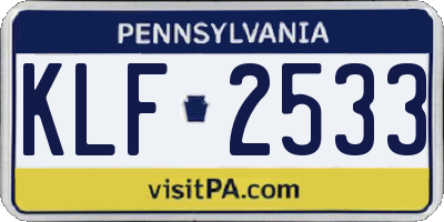 PA license plate KLF2533