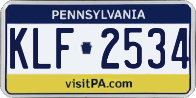 PA license plate KLF2534