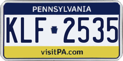 PA license plate KLF2535