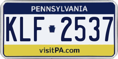 PA license plate KLF2537